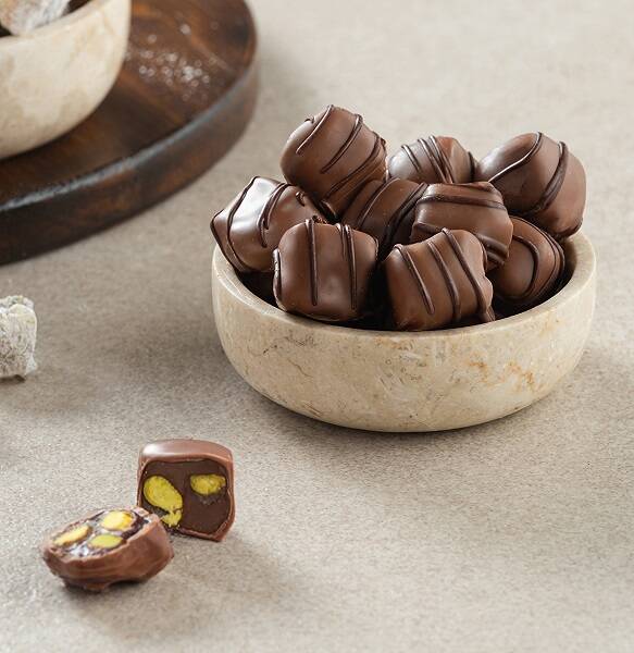 Çikolata Kaplı Çifte Kavrulmuş Antep Fıstıklı Kuş Lokum - 1